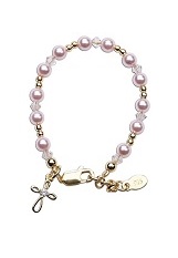 nice teeny pink pearls baby christening bracelet